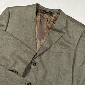 Jos A Bank Blazer Mens 48L Brown Silk Wool Herringbone Sport Coat Jacket